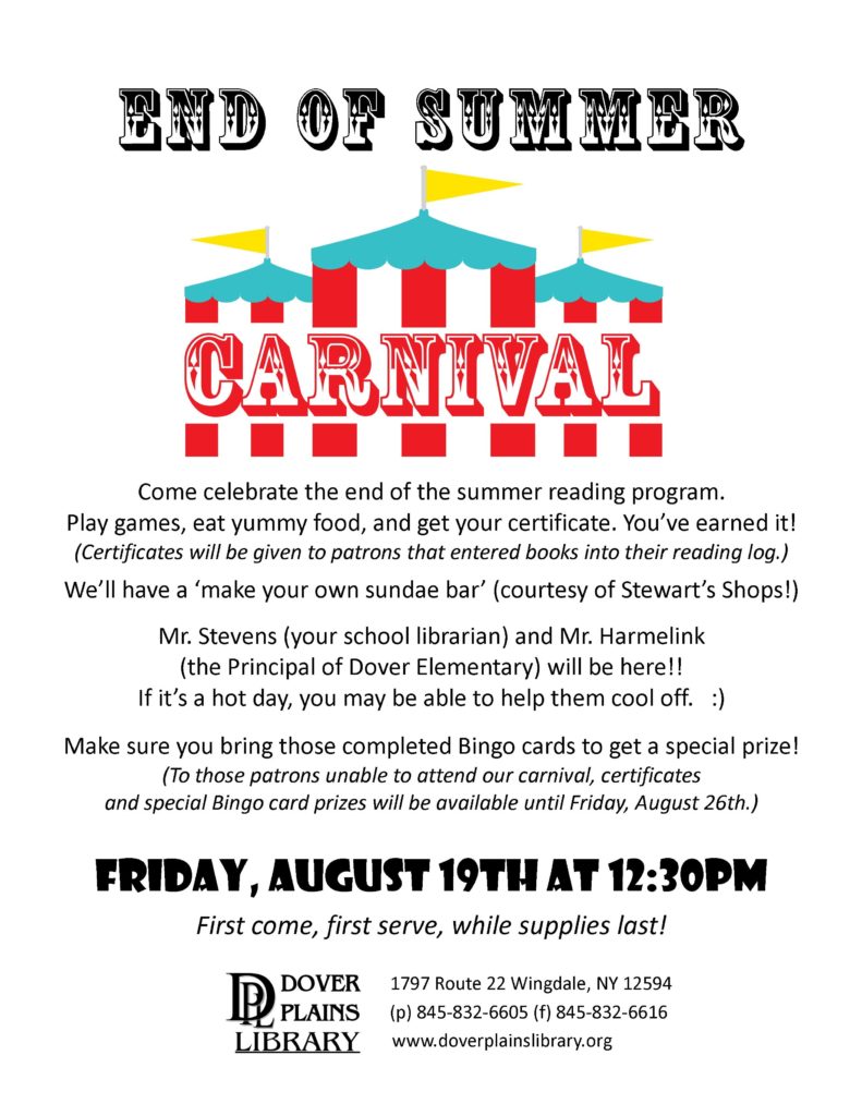 end of summer carnival August 19th