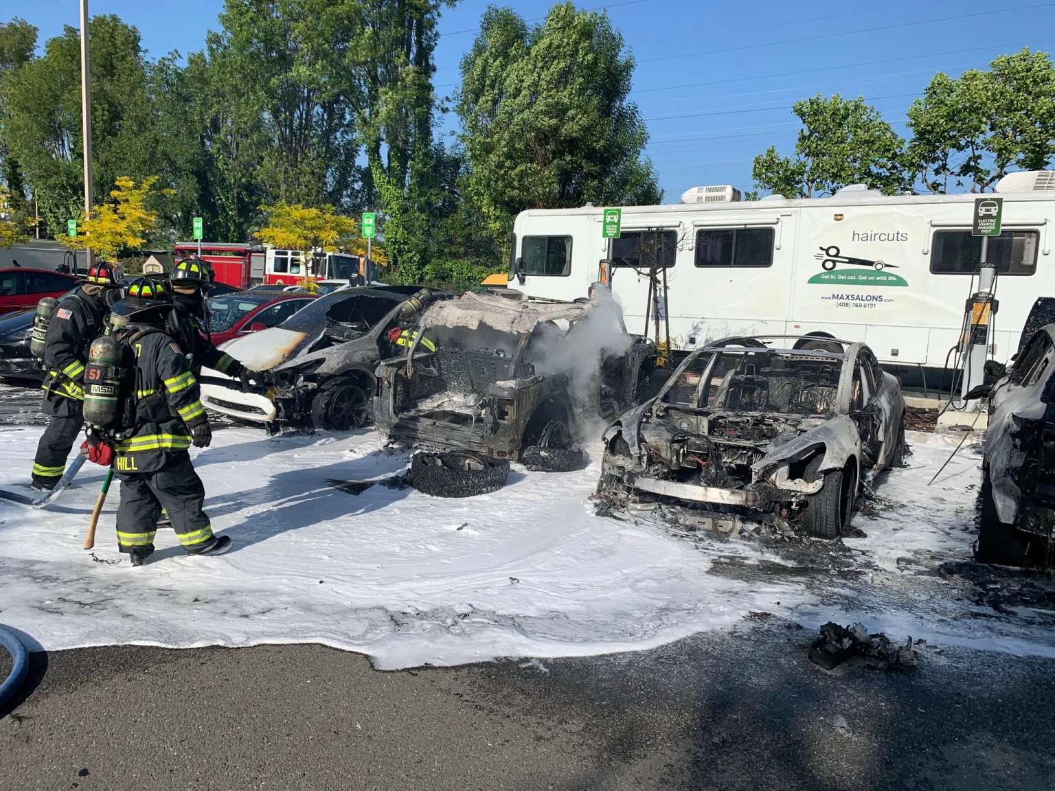 Fire Erupts in Google Parking Lot, Destroys Four Vehicles in Mountain View