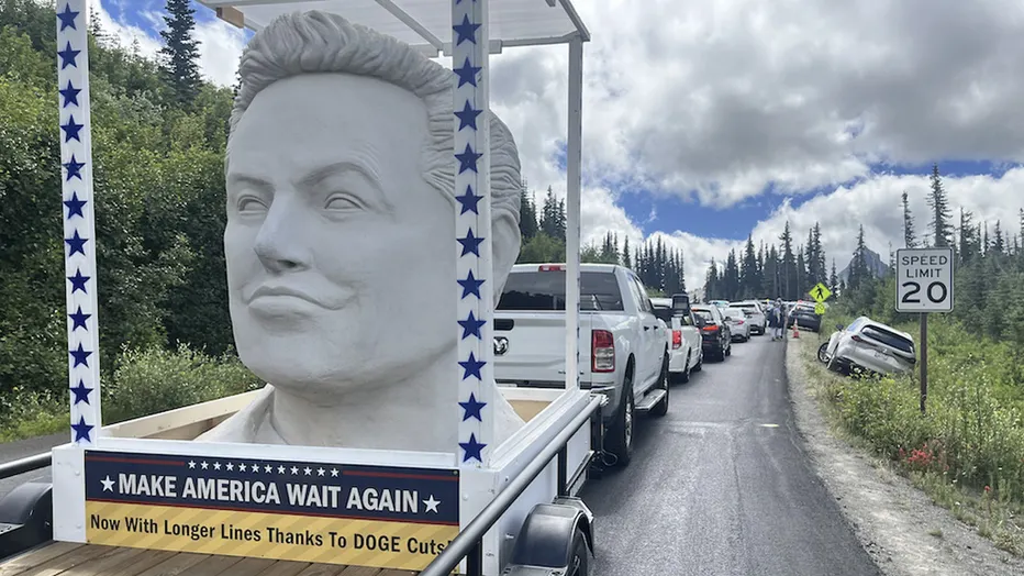 ‘Make America Wait Again’: Elon Musk Statue Appears at Mount Rainier in Protest Art Installation