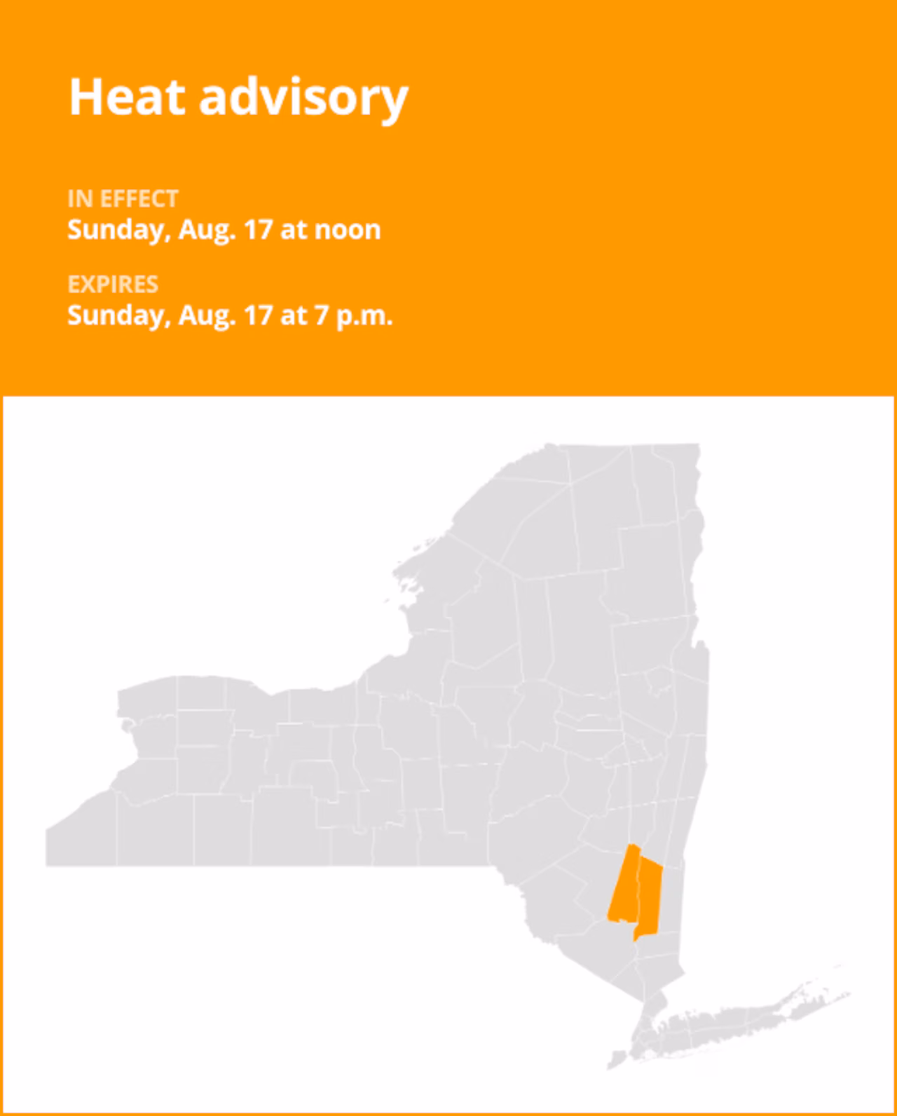 NY Weather: Heat Advisory Issued for Ulster and Dutchess Counties